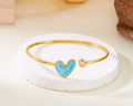 Gold Plated Simple Heart Cuff Bangle for Women