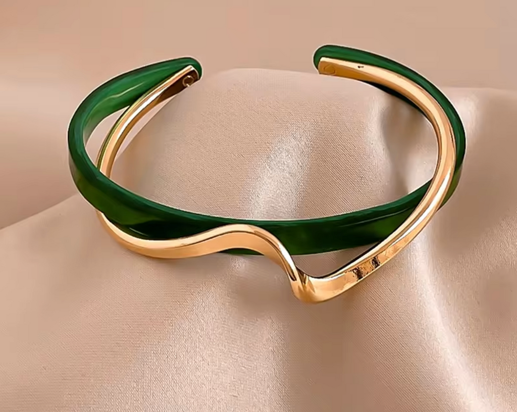 White Acrylic C-Shaped Opening Bracelet for Women