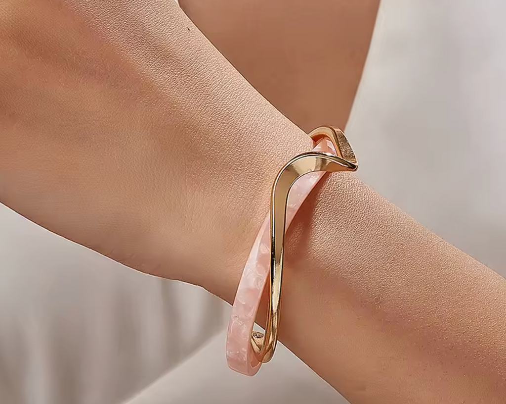 White Acrylic C-Shaped Opening Bracelet for Women