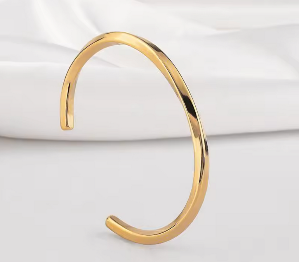 Twisted Stainless Steel Open Bangle for Men