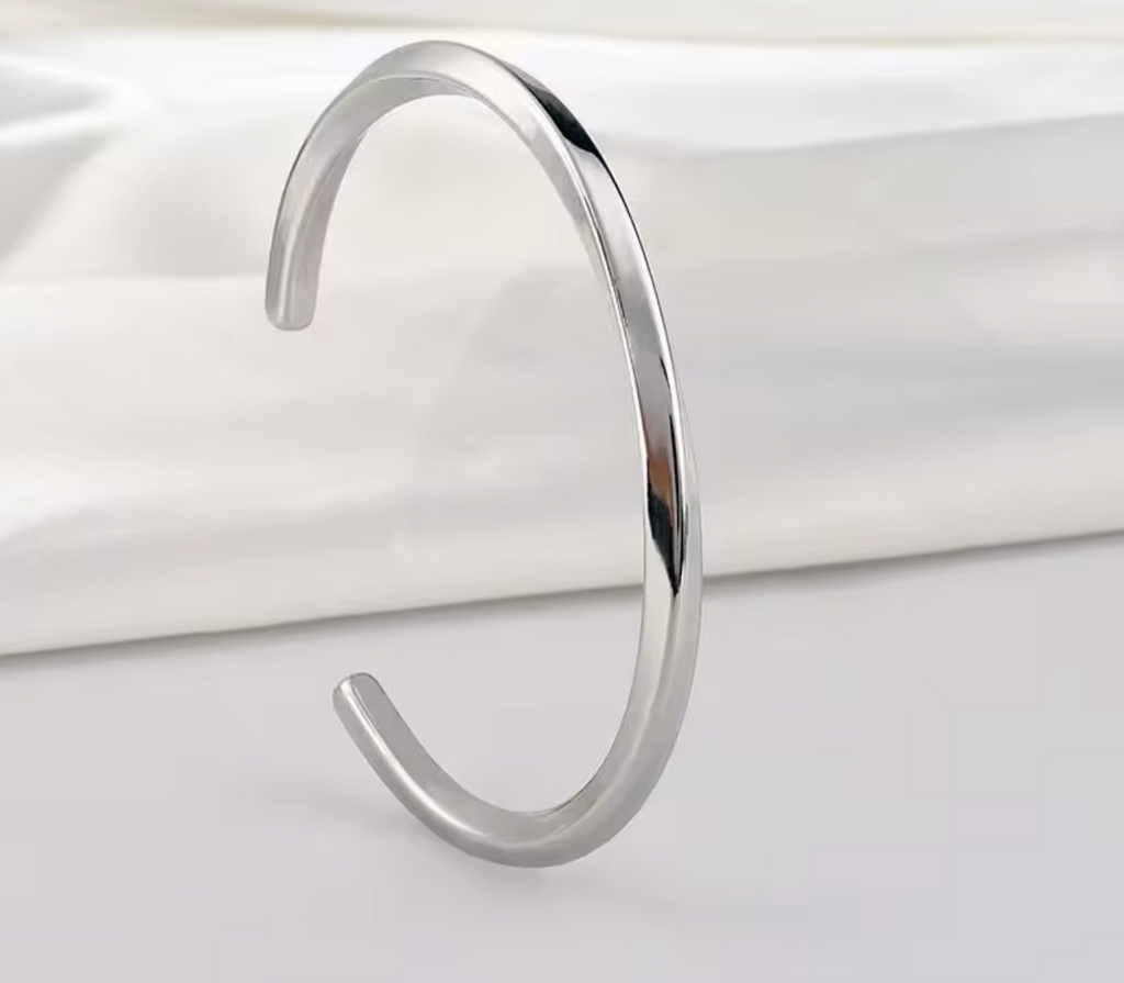Twisted Stainless Steel Open Bangle for Men