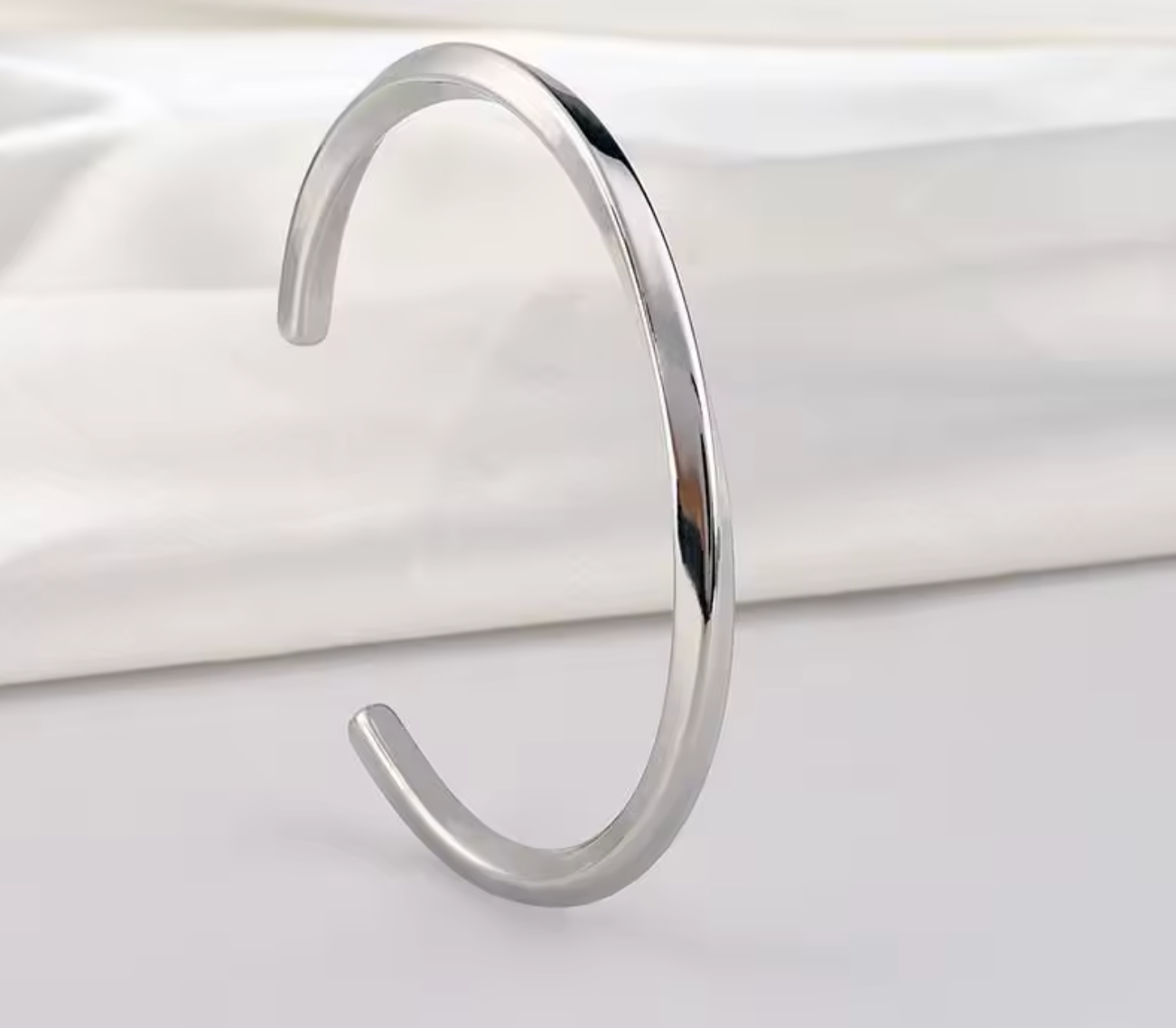 Twisted Stainless Steel Open Bangle for Men