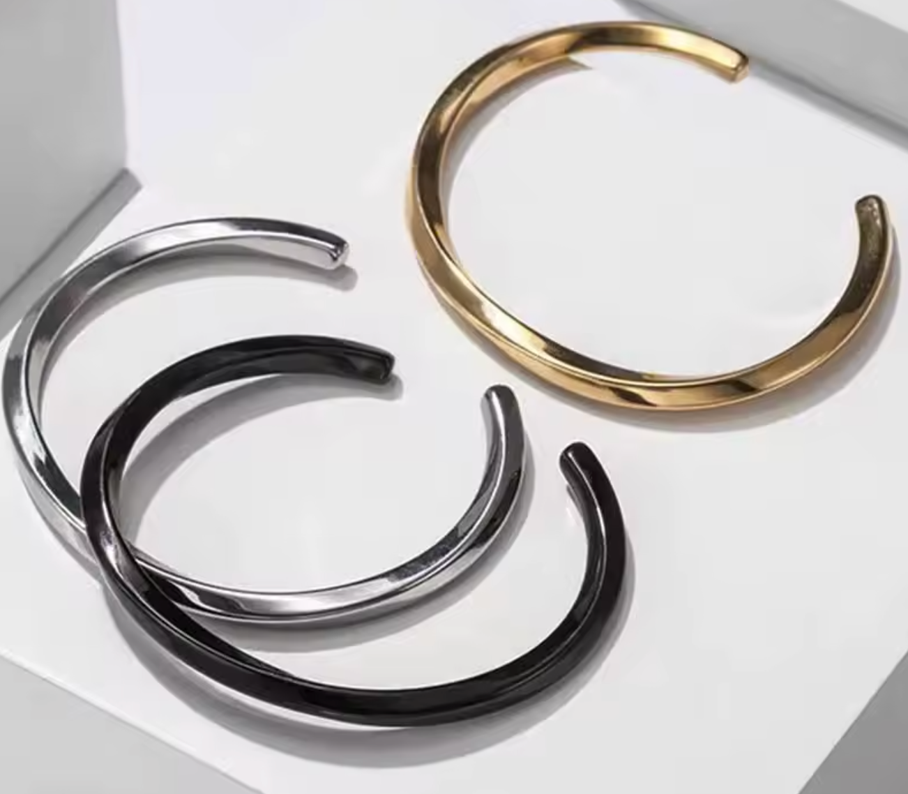 Twisted Stainless Steel Open Bangle for Men