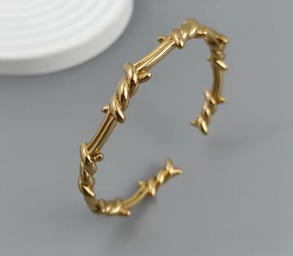 18K Gold Plated Wire Wrapped Thorn Bracelet