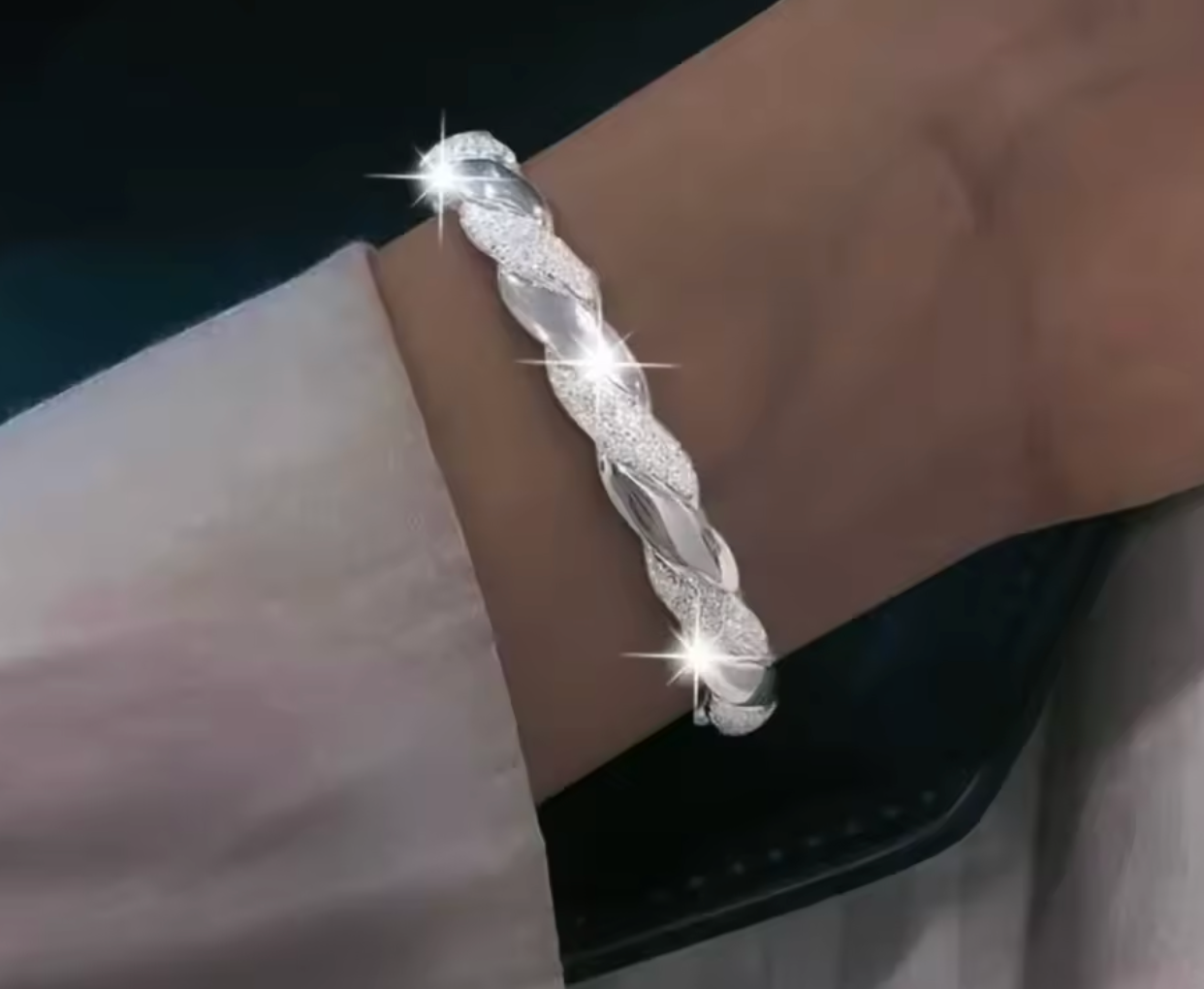 925 Sterling Silver Round Bangle Bracelet