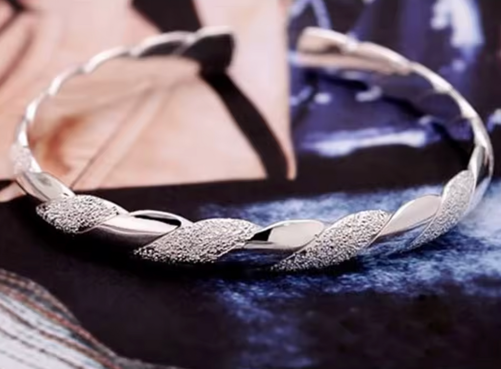 925 Sterling Silver Round Bangle Bracelet