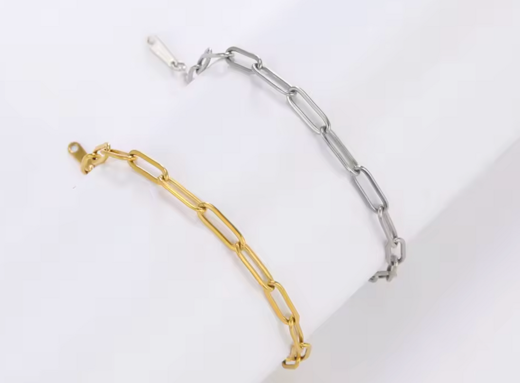 Stainless Steel Paperclip Chain Bracelet for Women