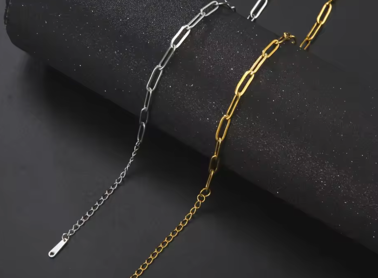 Stainless Steel Paperclip Chain Bracelet for Women